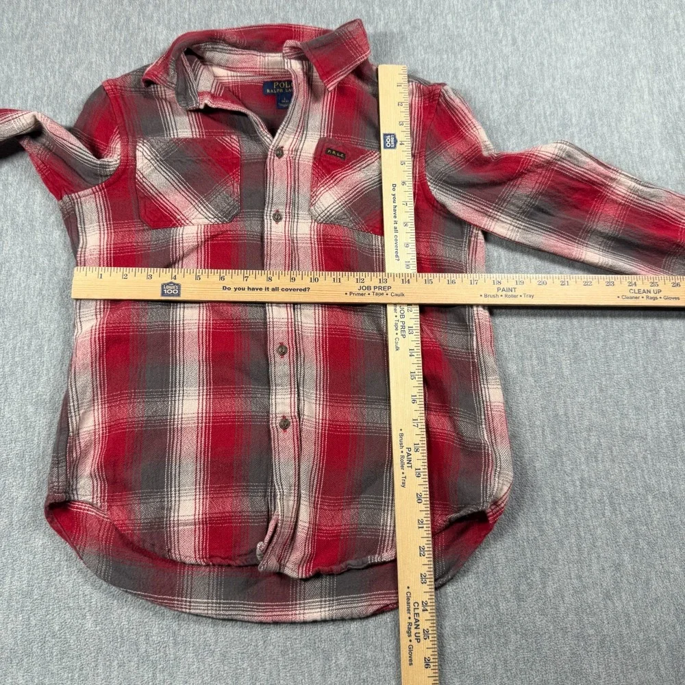 Polo Ralph Lauren Shirt‎ Boys L Red Plaid Flannel Button Down Long Sleeve Top